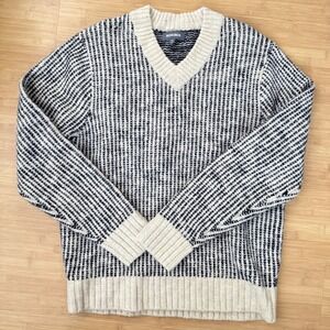 BONOBOS Merino Wool Linen Blend Striped V Neck‎ Sweater Size XL Preppy Casual